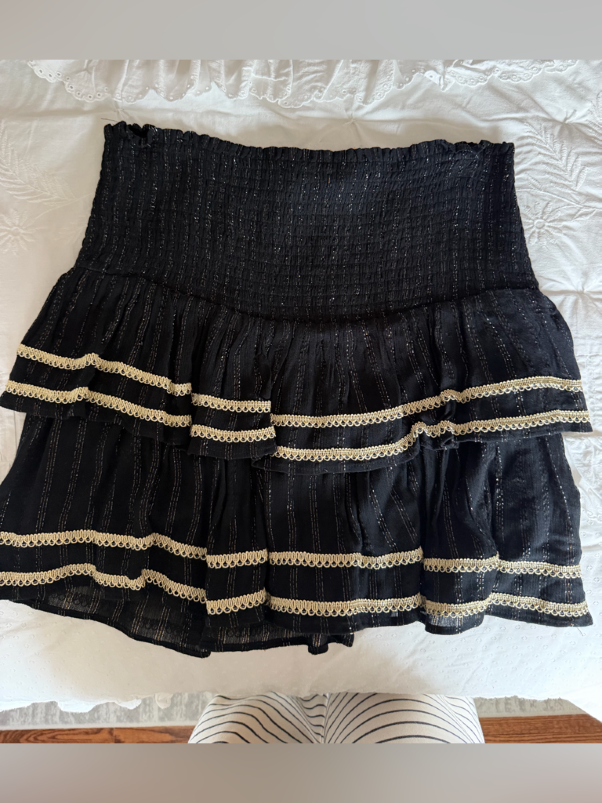 Ramy Brook Black Textured Strapless Top
